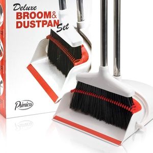 Broom and Dustpan Set Adjustable Self Cleaning